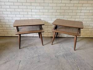 lot 503 image: Pair of Mid-Century Modern 2-Tier Coffee Tables - NO SHIPPING