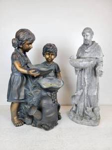 lot 521 image: St. Francis Bird Feeder and Outdoor Garden Fountain with Young Children - NO SHIPPING