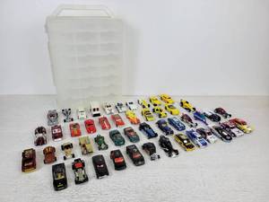 lot 621 image: Lot of (48) 70s, 80s, 90s, and 2000s Hot Wheels, Matchbox, and Racing Champions Cars in Plastic Carrying Case