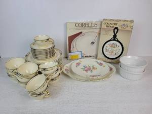 lot 642 image: Lot of Dishes and Kitchenware, Including Universal Cambridge Camwood Ivory Pattern - NO SHIPPING