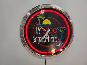lot 704 image: Its 500 Somewhere Clock with Red Neon Light