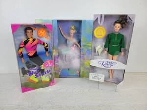 lot 730 image: Set of (3) Dolls - 1994 Hot Skatin Ken, 2000 Ballet Masquerade Barbie, and 1997 Dayton-Hudson Ekaterina Katia Gordeeva Skating Doll by Playmates