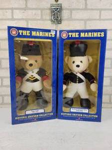 lot 581 image: (2) The Marines Historic Uniform Bear Collection - War of 1812 and The Mexican-American War - Boxes are Approx. 21 x 10 x 7 - NO SHIPPING