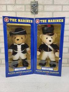 lot 582 image: (2) The Marines Historic Uniform Bear Collection - Revolutionary War and The Mexican-American War - Boxes are Approx. 21 x 10 x 7 - NO SHIPPING