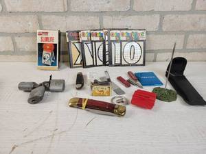 lot 820 image: Vintage CORBIN Padlocks, Color-Flex Stick-On Letters, Pocket Knives and More