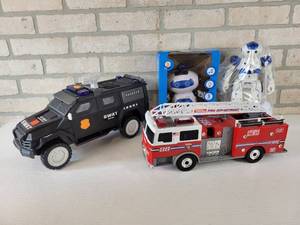 lot 742 image: Robot Toys, Tonka Fire Truck and SWAT Truck