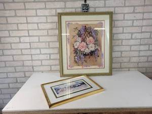 lot 879 image: Ephrain Signed and Numbered Print By Artist Lorna Bell Cornell (12x18) and Framed Floral Print by Artist Barbara Mork (22x26) - NO SHIPPING