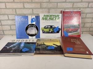 lot 881 image: Lot of Coffee Table Books - Cobra, Mustang, Mopar Muscle, Ghosts of WW2, Thunder in the Heavens and 1978 Janes Infantry Weapons - NO SHIPPING