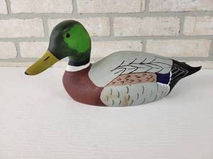 lot 919 image: Painted Solid Wood Duck Decoy - Signed KJD 8-83