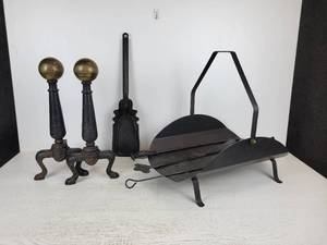 lot 945 image: Fireplace Set with Andirons - NO SHIPPING