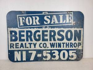lot 959 image: Vintage Bergerson Realty Co. Steel Sign