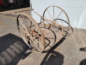 lot 797 image: Antique Steel Wheel Milk Cart - NO SHIPPING