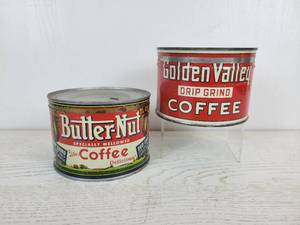 lot 1024 image: Pair of Vintage 1-Pound Coffee Cans - Butter-Nut Coffee and Golden Valley Coffee