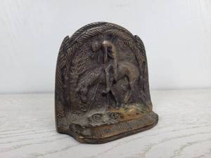 lot 1042 image: Vintage Bronze End of the Trail Bookend