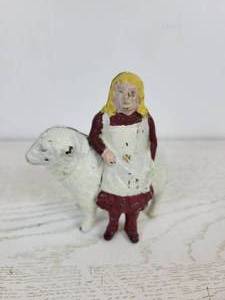 lot 1070 image: Antique Cast Iron Still Mary and Her Little Lamb Painted Coin Bank