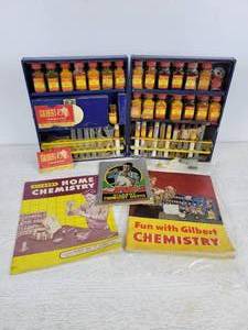 lot 1087 image: Vintage Gilbert Chemistry Kit with Instruction Booklets - NO SHIPPING