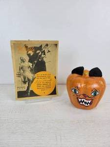 lot 1089 image: October 1934 Rexall Magazine and Papier-mch Painted Pumpkin