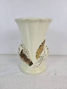 lot 1092 image: Cream with Gold Accented Vase with Birds