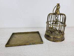 lot 1123 image: Brass Bird Cage and Rectangular Tray