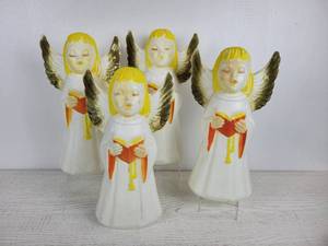 lot 1133 image: Set of (4) Vintage Blow Mold Angels