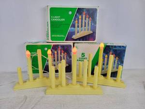 lot 1142 image: Lot of (3) Vintage Noma 5-Light Candoliers with Original Boxes