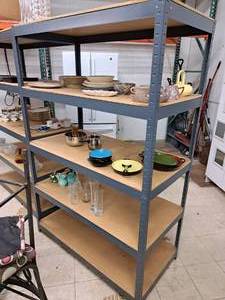 lot 8 image: Wood-ShelfMetal Shelving Unit 5-tier