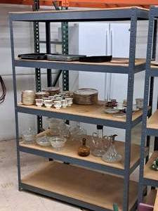 lot 9 image: Wood-ShelfMetal Shelving Unit 5-tier
