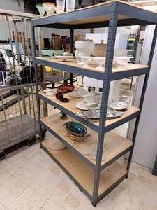 lot 10 image: Wood-ShelfMetal Shelving Unit 5-tier