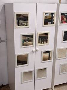 lot 12 image: 2-door 8-mirror 2-shelf Storage Cabinet
