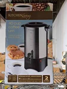 lot 28 image: Kitchen Living 40-cup Coffee Urn (in box)