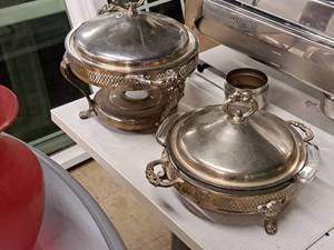 lot 99 image: Lot of (2) Heat & Serve Chafing Dishes with Stands