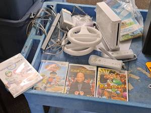 lot 18A image: Wii Console with Controllers and Various Games