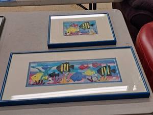 lot 124 image: Lot of (2) Wall Art - Fishes by Marcia Aasmundstad Signed , FramedDouble Matte