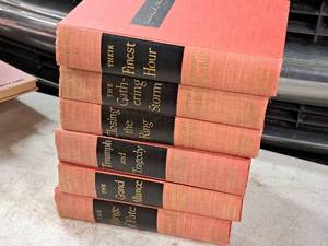 lot 131 image: Lot of (6) Winston Churchill Hardbound Book Collection - The Second World War - Their Finest Hour, The Gathering Storm, Closing The Ring, Triumph and Tragedy, The Grand Alliance, The Hinge of Fate
