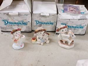 lot 171 image: Lot of (3) Cast Art Dreamsicles Handcrafted Collectible Figurines (Signed by Kristin.  In Original Box) - Love Letters, Read Me A Story, Range Rider