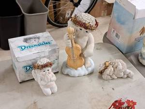 lot 174 image: Lot of (3) Cast Art Dreamsicles Handcrafted Collectible Figurines (Signed by Kristin.  In Original Box) - Make A Wish, Mellow Cello
