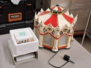 lot 183 image: Department 56 Music Box - The Original Snow Village The Sarnival Carousel and Carnival Carousel Lights