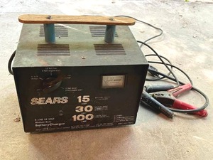 lot 15 image: Sears 6 and 12 Volt Medium Duty Battery Charger in Working Condition