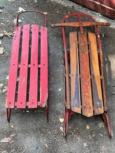 lot 39 image: Vintage Snow Sleds including the Champion F-47 Snow Sled