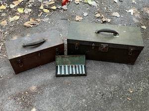 lot 42 image: Vintage Metal Tool Boxes with Socket Set (Made in Japan)