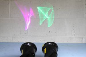 lot 40 image: Pair of Show Home App AL67 Laser RGB 3D Hologram Projector  Projection Lighting Units