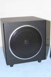 lot 57 image: Logitech Subwoofer Sub Woofer Bass Unit and Satellite Speakers