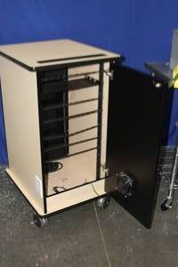 lot 63 image: VFI Furniture-Grade Laminate Audio Visual Furniture Mobile AV Equipment Rack