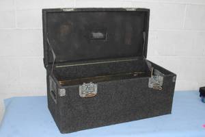 lot 110 image: Hard-Sided Carpet-Covered Equipment Case with Hinged Lid