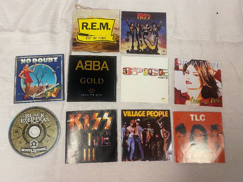 CD's: The Black Eyed Peas, Kiss, Village People, TLC, No Doubt