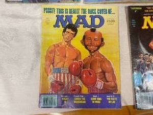 lot 66 image: Five Vintage Mad Magazines