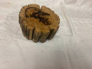 lot 98 image: Ornate Wood Stump with etched Duck Decoration