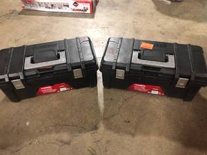 Lot of 2 Husky 26 in.W Black Plastic Portable Hand Tool Box with Metal Latches  Customer Returns See Pictures