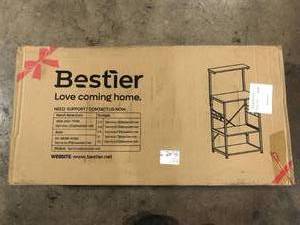 Bestier 55.51 in. Rustic Brown Computer Desk with Storage Shelves  Customer Returns See Pictures
