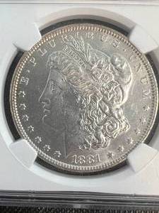 1881-O US MORGAN SILVER DOLLAR NGC MS62